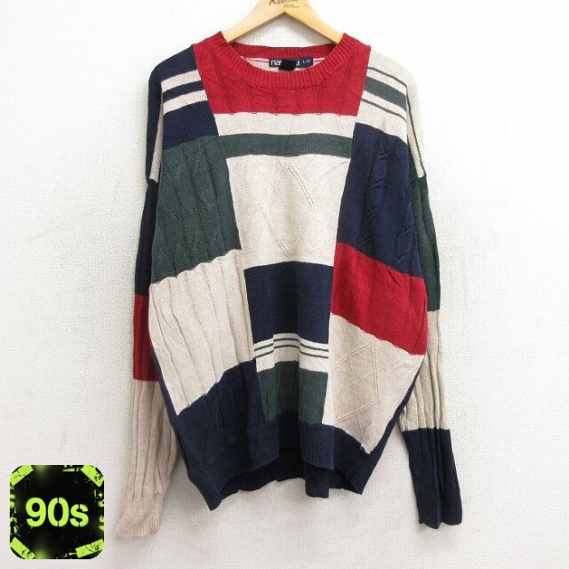 ノーティカ 90s 長袖セーター アーガイル ネイビー XL | 古着