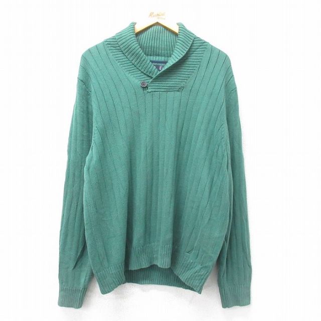 【50%OFF】ノーティカ 長袖セーター ワンポイントロゴ グリーン L | 古着