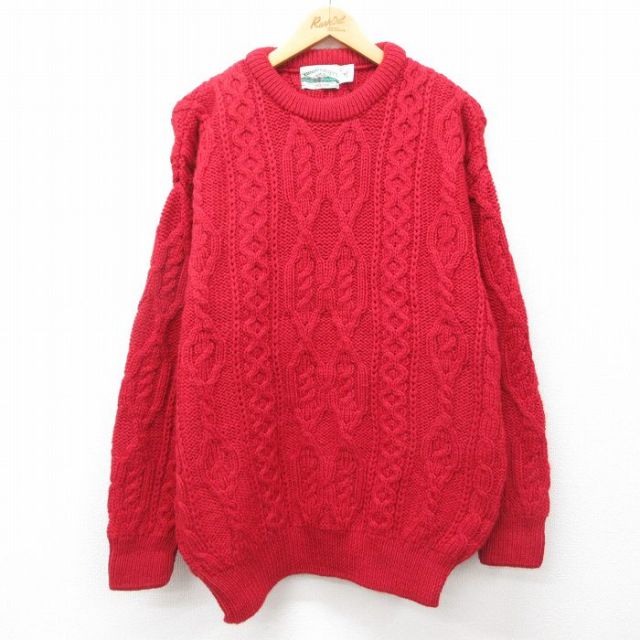 古着通販 L☆古着 長袖 アラン フィッシャーマン ケーブル セーター