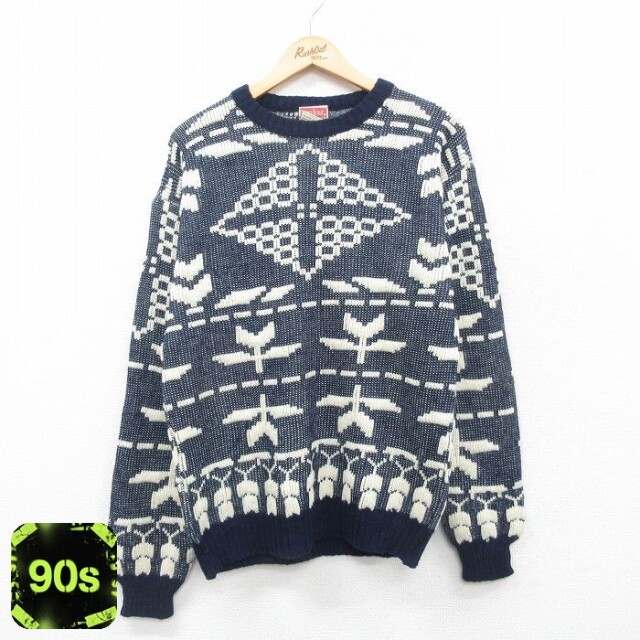 90s 長袖セーター ネイビー M | 古着