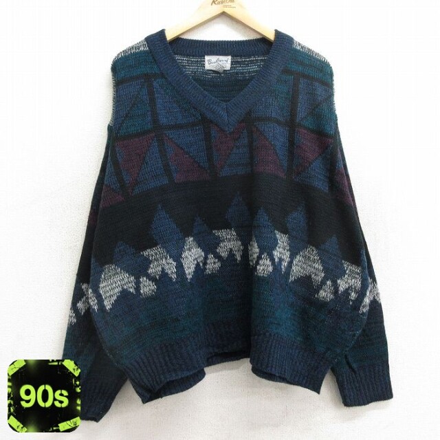 90s 長袖セーター ネイビー XL | 古着
