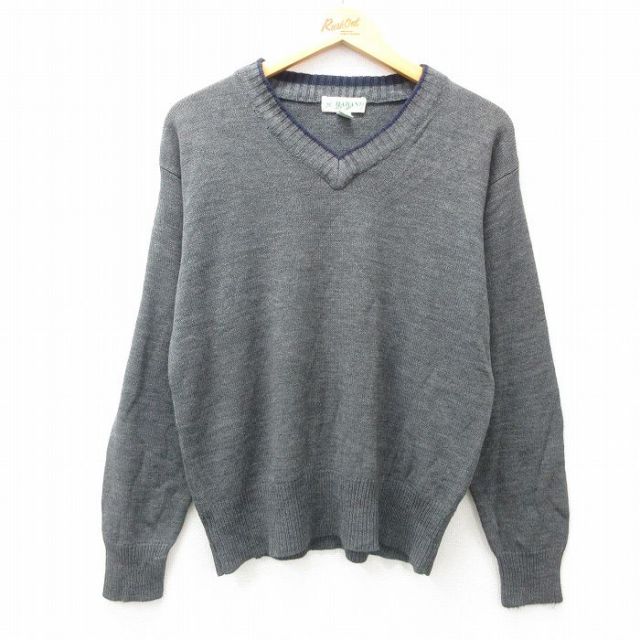 M★古着 HABAND 長袖 セーター メンズ 無地 アクリル Vネック グレー他 25jan06 中古 ニット トップス