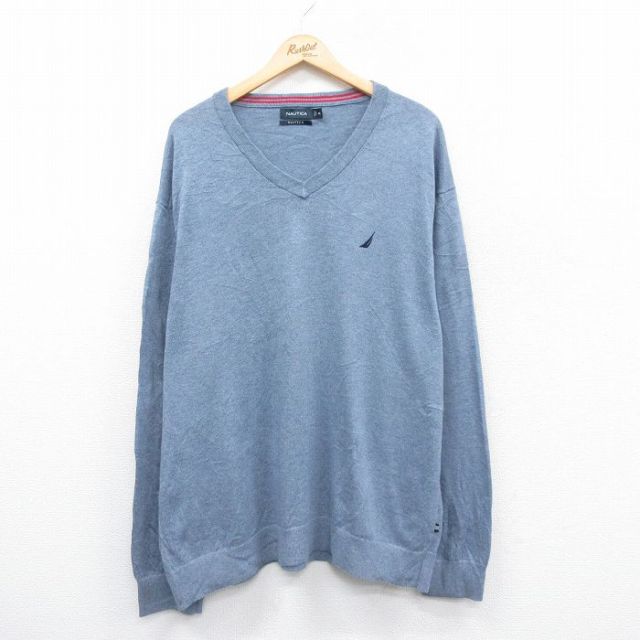 【50%OFF】ノーティカ 長袖セーター ワンポイントロゴ ネイビー XL | 古着