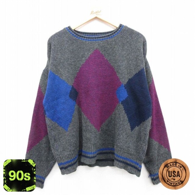 90s 長袖セーター グレー XL | 古着