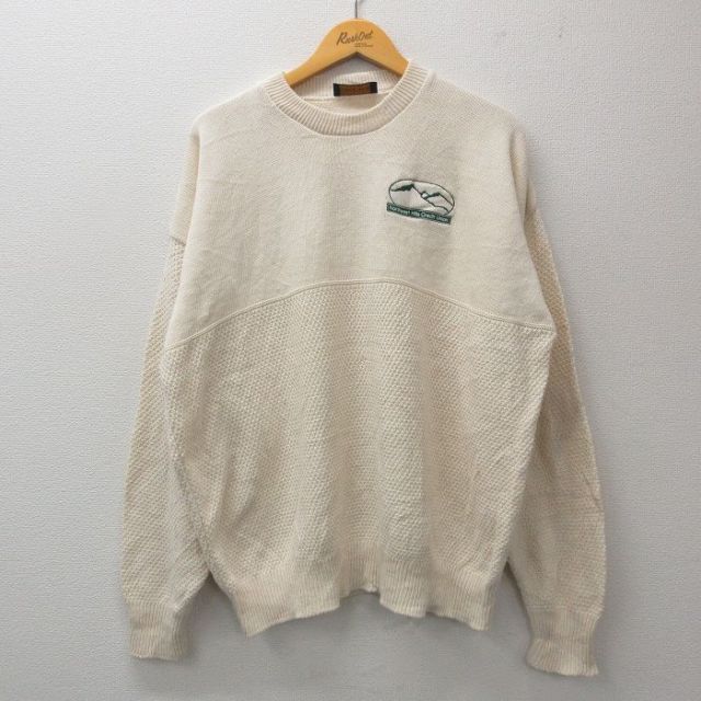 【50%OFF】XL★古着 長袖 セーター メンズ 90年代 90s ノースウエスト 大きいサイズ クルーネック USA製 生成り 25jan22 中古 ニット トップス
