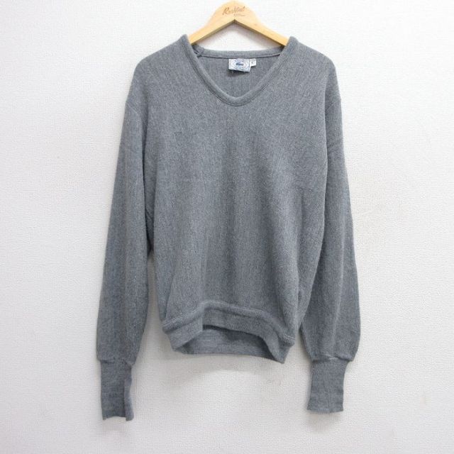 【50%OFF】XL★古着 ラコステ LACOSTE IZOD 長袖 セーター メンズ 90年代 90s 無地 Vネック グレー 25jan22 中古 ニット トップス