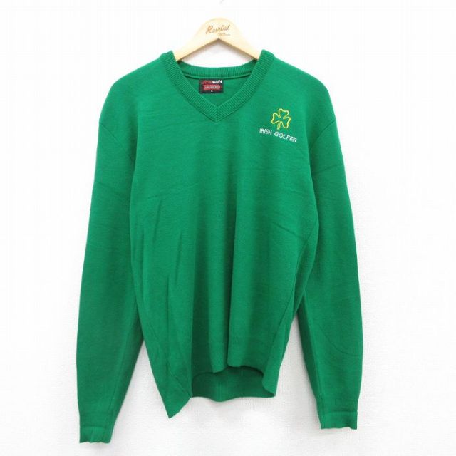 【50%OFF】90s 長袖セーター IRISH GOLFER グリーン L | 古着