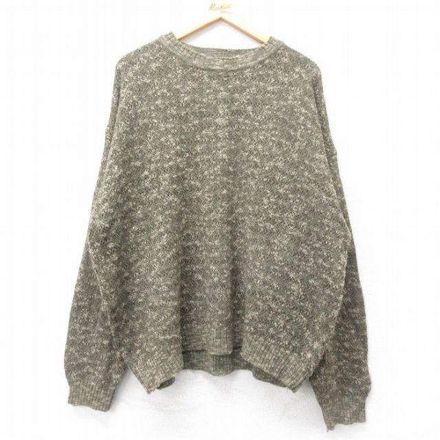 【50%OFF】XL★古着 ドッカーズ 長袖 セーター メンズ 無地 大きいサイズ クルーネック 茶系 ブラウン 25jan31 中古 ニット トップス
