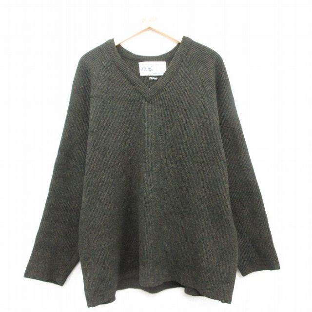 XL★古着 長袖 セーター メンズ 80年代 80s 大きいサイズ ウール オーストリア製 緑系他 グリーン 25feb04 中古 ニット トップス