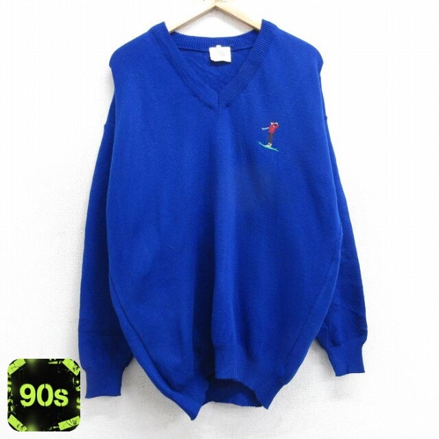 ゴルフ 90s 長袖セーター ブルー M | 古着