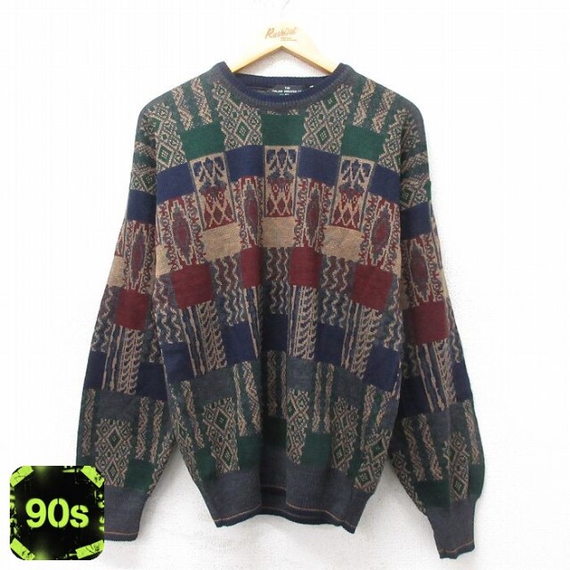 90s 長袖セーター ネイビー メンズM相当 | 古着