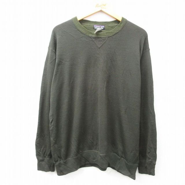 L★古着 パタゴニア patagonia 長袖 セーター メンズ ヒジ当て ウール クルーネック 濃緑 グリーン 25feb03 中古 ニット トップス