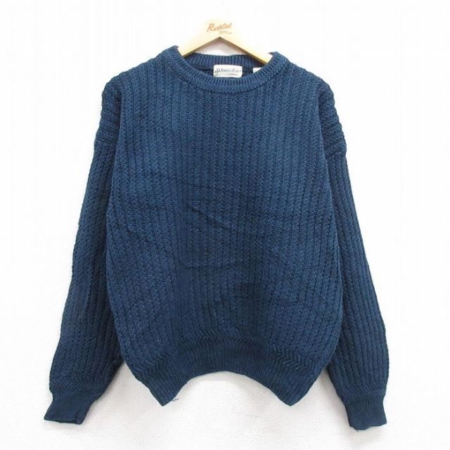 L★古着 セントジョンズベイ 長袖 セーター メンズ 90年代 90s クルーネック 紺 ネイビー 25feb03 中古 ニット トップス