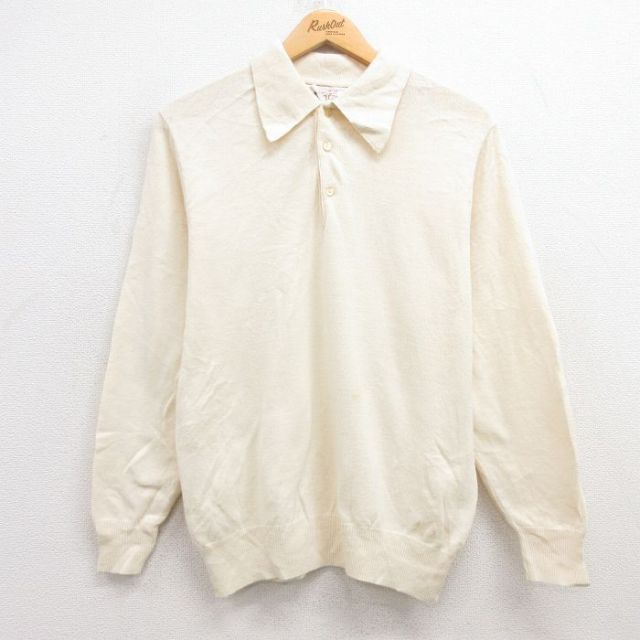 S★古着 ジャンセン 長袖 セーター メンズ 70年代 70s 襟付き 生成り 25feb03 中古 ニット トップス