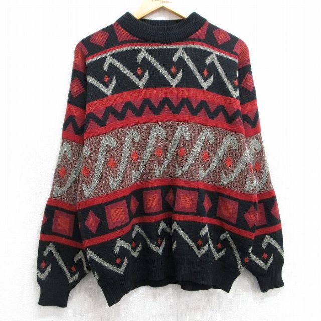 【50%OFF】M★古着 マックレガー 長袖 セーター メンズ 90年代 90s モックネック ハイネック USA製 黒他 ブラック 【spe】 25feb06 中古 ニット トップス