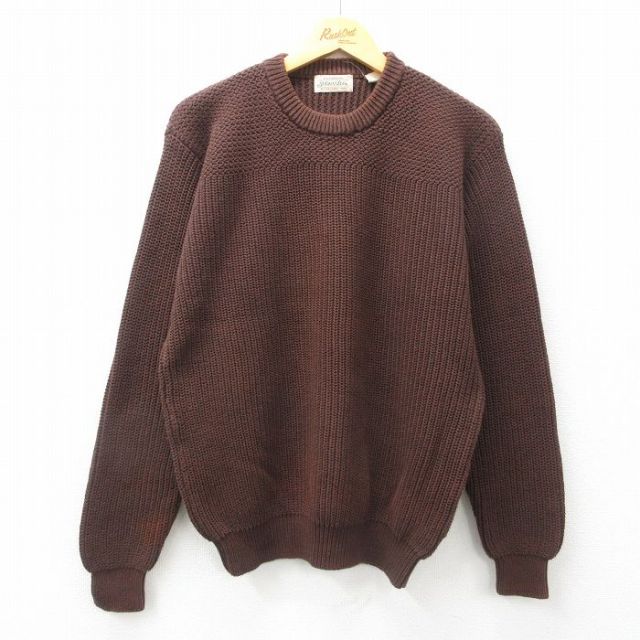 XL★古着 セントジョンズベイ 長袖 セーター メンズ 00年代 00s コットン クルーネック 濃茶 ブラウン 25feb12 中古 ニット トップス