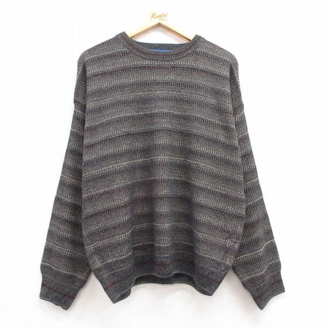 XL★古着 タウンクラフト 長袖 セーター メンズ 90年代 90s クルーネック グレー系他 25feb14 中古 ニット トップス