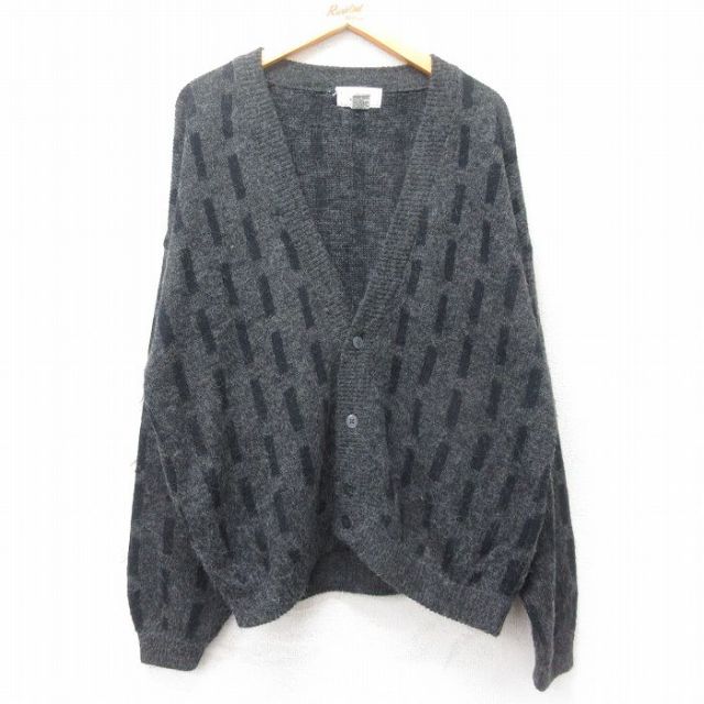 XL★古着 長袖 ニット カーディガン メンズ 90年代 90s 大きいサイズ 黒他 ブラック 25feb15 中古 トップス