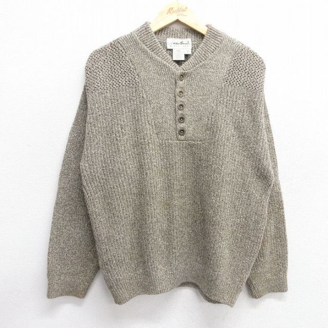 L★古着 エディーバウアー 長袖 セーター メンズ 00年代 00s ヘンリーネック 茶他 ブラウン 25feb19 中古 ニット トップス