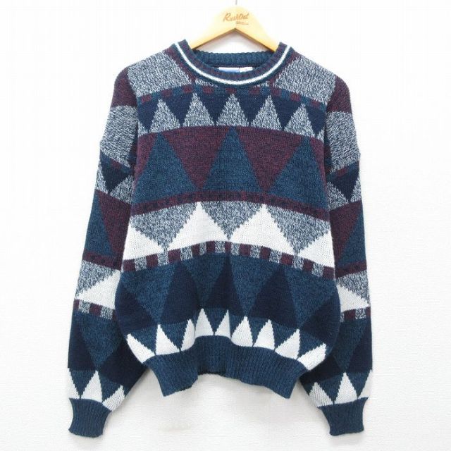 TODAYS NEWS 90s 長袖セーター ネイビー XL | 古着