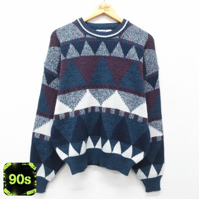 TODAYS NEWS 90s 長袖セーター ネイビー XL | 古着