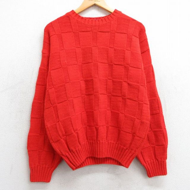 【50%OFF】M★古着 ギャップ GAP 長袖 セーター メンズ 90年代 90s クルーネック 赤 レッド 25feb22 中古 ニット トップス