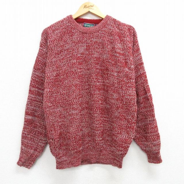 【20%OFF】L★古着 マックレガー 長袖 セーター メンズ 90年代 90s アクリル クルーネック 赤他 レッド 【spe】 25mar01 中古 ニット トップス