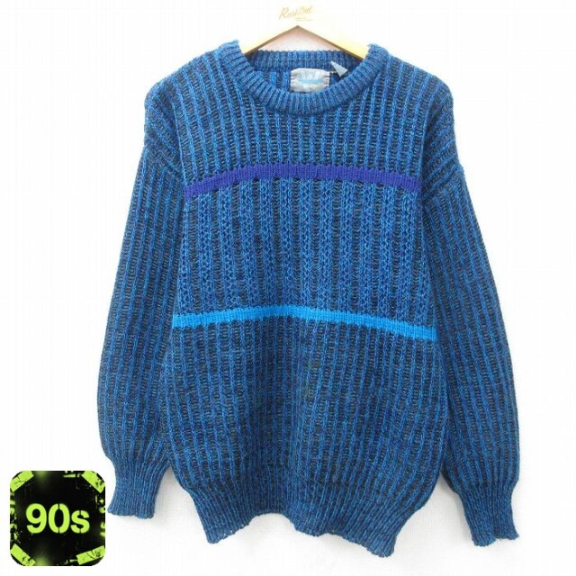 【50%OFF】90s 長袖セーター ブルー M | 古着