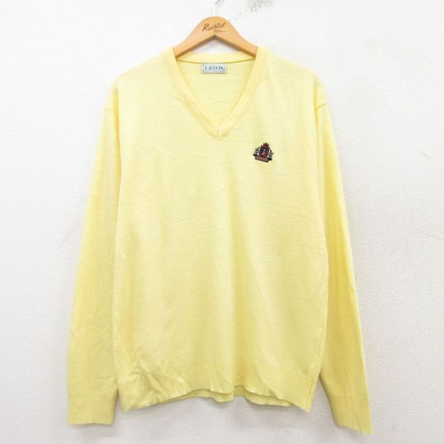 【50%OFF】IZOD 90s 長袖セーター ワンポイントロゴ イエロー L | 古着