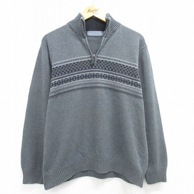 長袖ハーフジップセーター グレー L | 古着