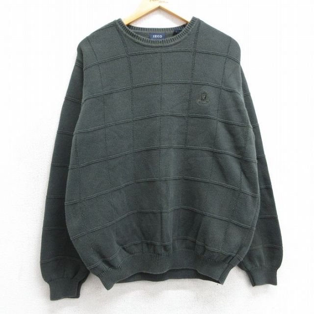 【50%OFF】IZOD 長袖セーター ワンポイントロゴ グリーン L | 古着
