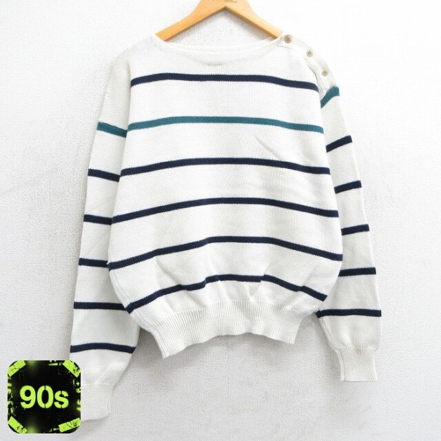 【50%OFF】カルバンクライン 90s 長袖セーター ボートネック ホワイト M | 古着
