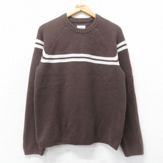 【20%OFF】M★古着 オールドネイビー OLD NAVY 長袖 セーター メンズ ラグラン コットン クルーネック 茶他 ブラウン 25mar18 中古 ニット トップス
