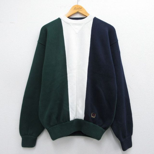 【50%OFF】トミーヒルフィガー 90s 長袖セーター ワンポイントロゴ グリーン L | 古着