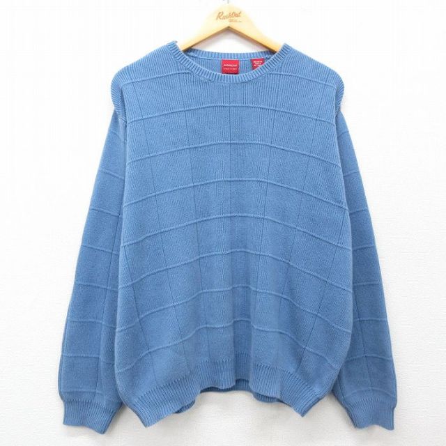 XL★古着 アロー 長袖 セーター メンズ 大きいサイズ クルーネック 薄紺 ネイビー 25mar27 中古 ニット トップス
