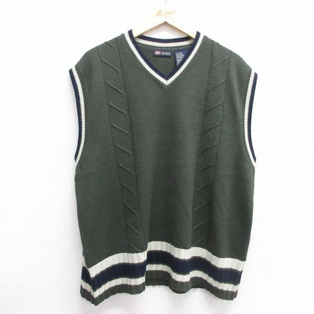 XL★古着 FADED GLORY ニット ベスト メンズ アクリル Vネック 緑他 グリーン 25mar28 中古 トップス