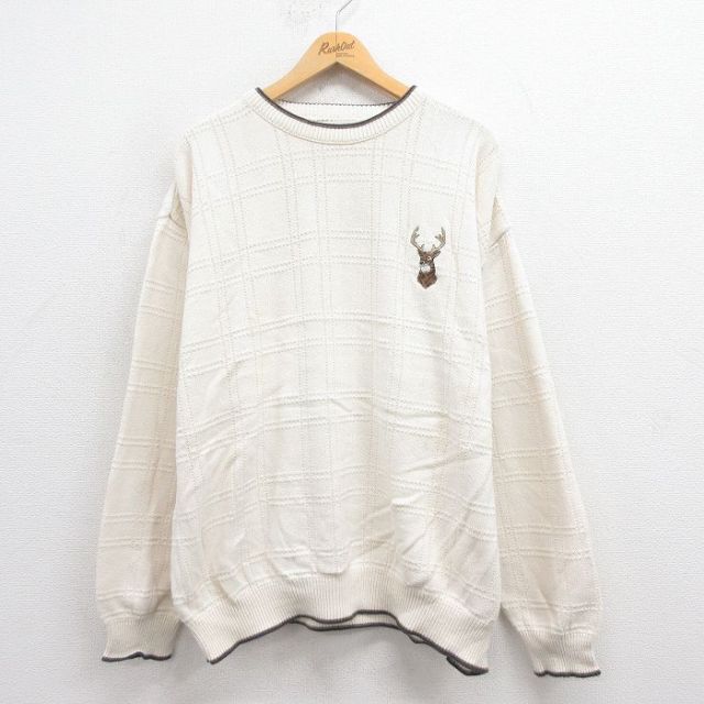 90s 長袖セーター シカ 生成り ベージュ XL | 古着