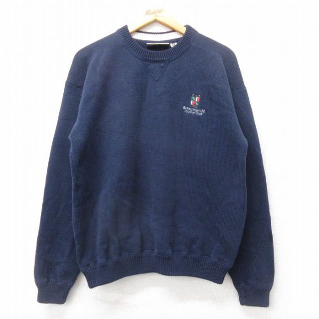 M★古着 長袖 セーター メンズ 90年代 90s BIRMINGHAM 紺 ネイビー 25sep03 中古 ニット トップス