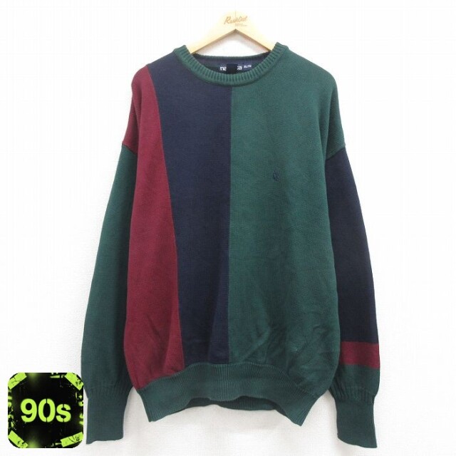 【50%OFF】ノーティカ 90s 長袖セーター ワンポイントロゴ グリーン XL | 古着