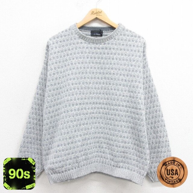【50%OFF】90s 長袖セーター 手織り グレー L | 古着