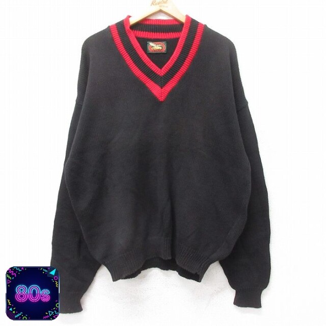 【50%OFF】チルデン 80s 長袖セーター Vネック ブラック XL | 古着