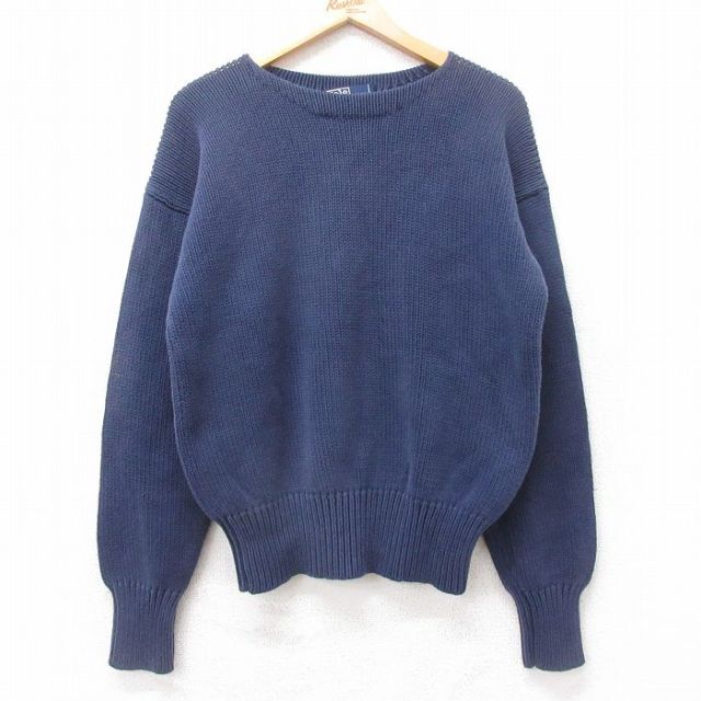 L★古着 ラルフローレン Ralph Lauren 長袖 ブランド セーター メンズ 90年代 90s ボートネック 紺 ネイビー 【spe】 25sep09 中古 ニット トップス