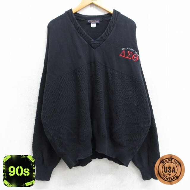 90s 長袖セーター デルタシグマシータ ネイビー XL | 古着