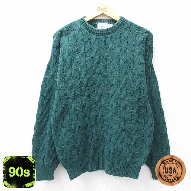 【50%OFF】エルエルビーン 90s ケーブルセーター グリーン L | 古着