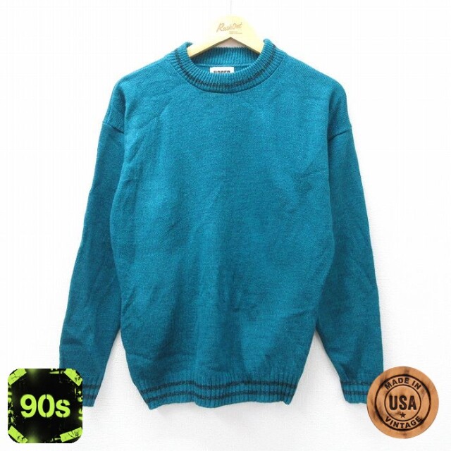 ニット 90s 長袖セーター ブルー M | 古着