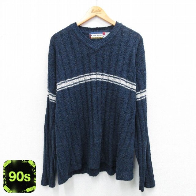 90s 長袖セーター ネイビー XL | 古着