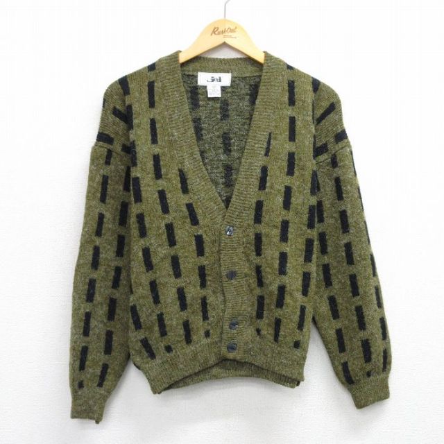 L★古着 長袖 ニット カーディガン メンズ 90年代 90s 緑系他 グリーン 25sep29 中古 トップス