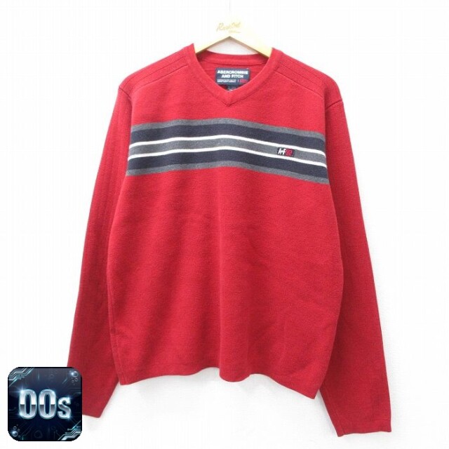 【50%OFF】アバクロンビー 00s 長袖セーター ワンポイントロゴ バーガンディ XL | 古着