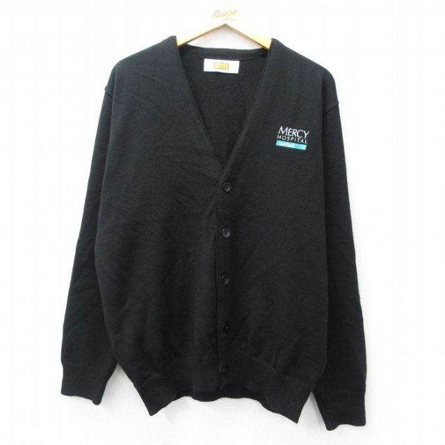 L★古着 長袖 ニット カーディガン メンズ 80年代 80s MERCY アクリル 黒 ブラック 25sep29 中古 トップス