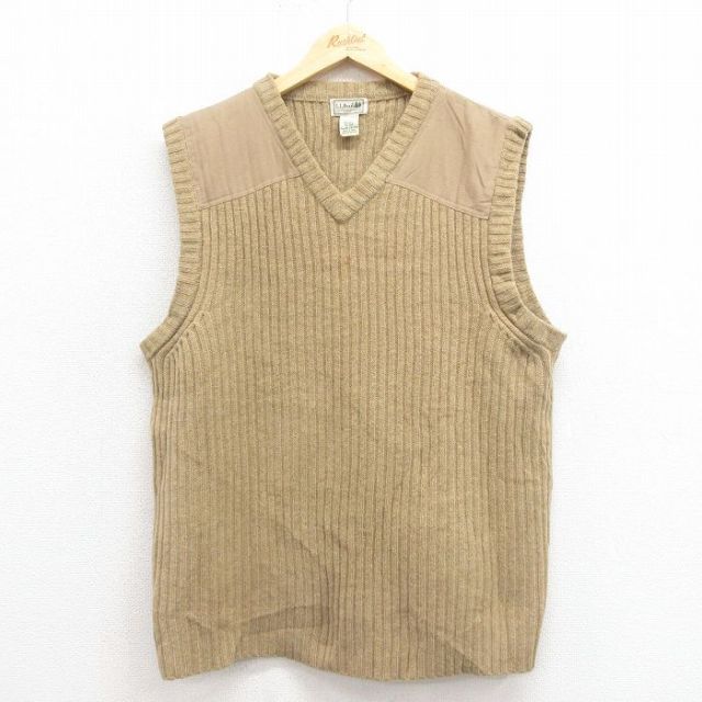 L★古着 エルエルビーン LLBEAN ニット ベスト メンズ 00年代 00s メリノウール Vネック 茶 ブラウン 25sep30 中古 トップス
